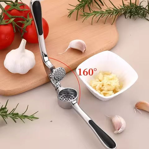 Stainless steel garlic crusher, garlic press, garlic grinder, easy pressing, convenient cleaning, kitchen utensil