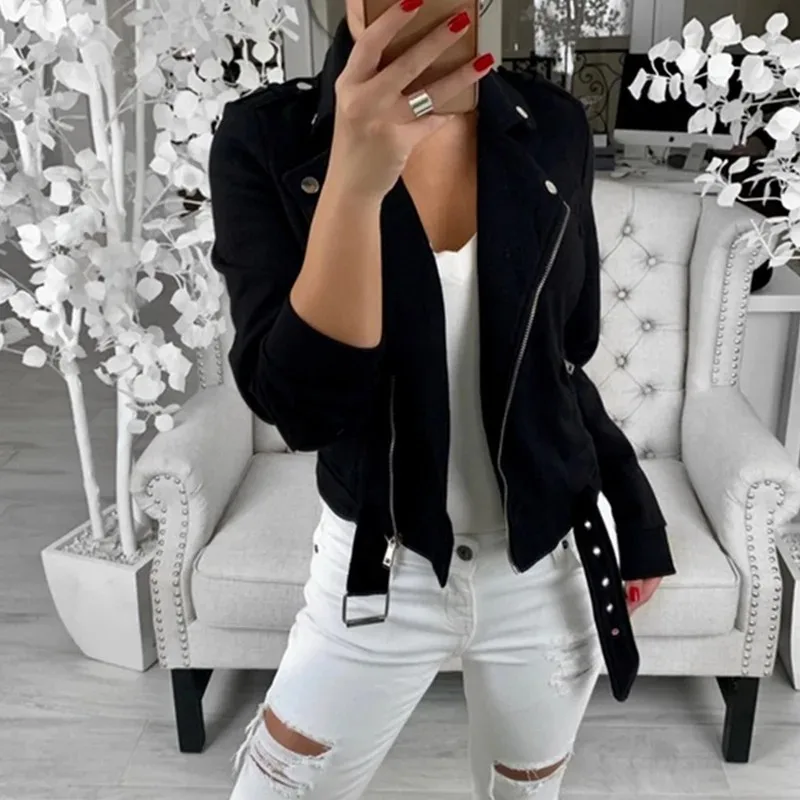 Autumn Women Basic Jackets 2024 Black Slim Lady Jacket Sweet Female Zipper Femme Outwear Coats Long Sleeve Jackets veste femme