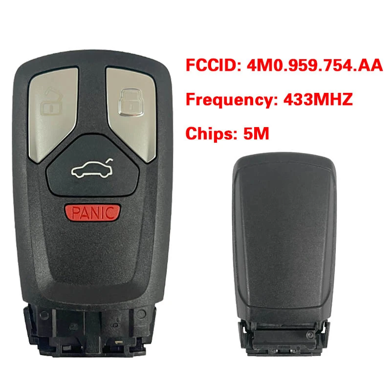 CN008053 Original 3+1 Button MLB Smart Keyless Remote Key Contorl 5M Chip 433Mhz FCC 4M0 959 754 AA For A-udi Q7 2017-2020