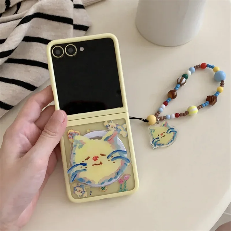 Cartoon Dieren Magnetische Telefoon Case voor Samsung Galaxy Z Flip 6 5 4 3 Beschermende Achterkant voor Z Flip 4 Z Flip 5 Z Flip 6 Case