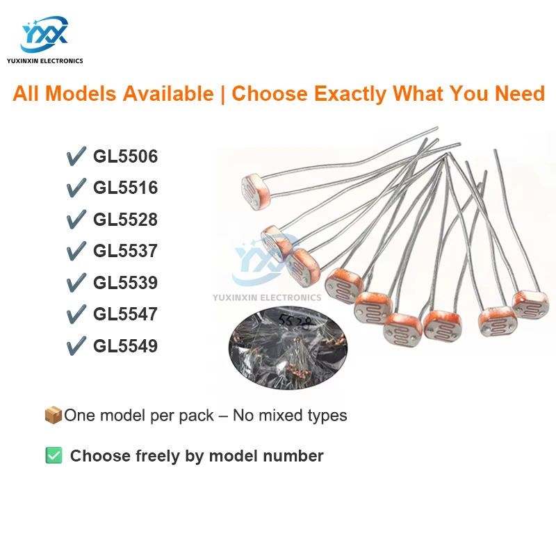 20 قطعة GL5506 5516 5528 5537 5539 5547 5549 LDR Photoresistor ضوء الاستشعار المقاومات DIY بها بنفسك إلكترونيات اردوينو مشاريع الاستشعار