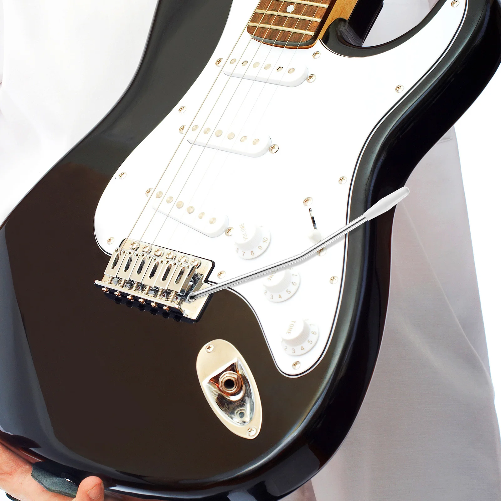 

Single Tremolo Arm Whammy Bar Chrome Color Iron Plated Electric Guitar Tremolo Bridge System Replacement Accessory with Tip