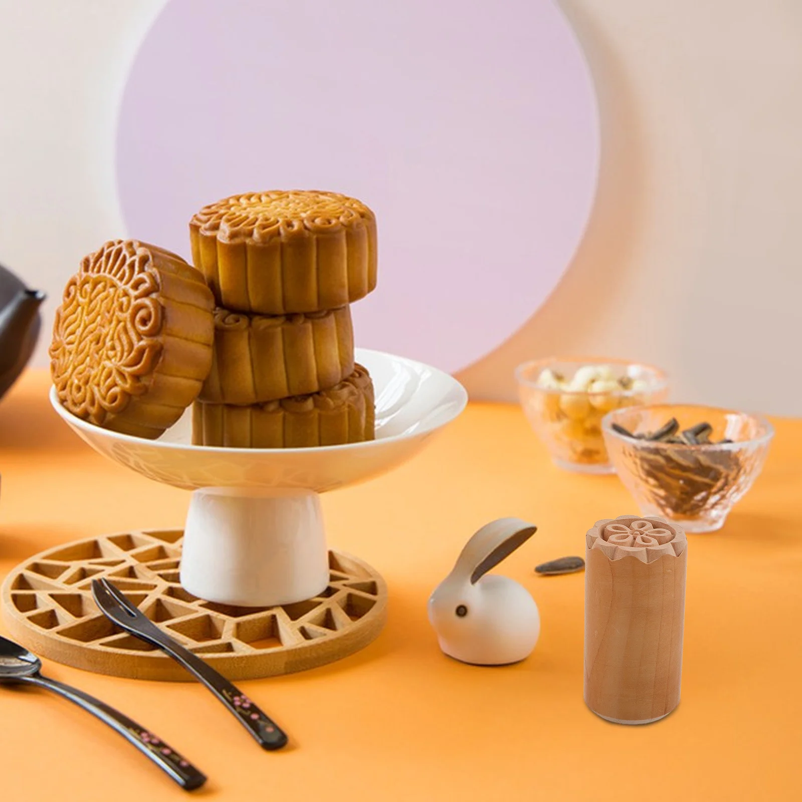 

Wooden Stamp Carved Floral Pattern Dough Stamp Moon Cake Cookie Pastry Decorating Wax Seal Tool Wood Craft Embossing