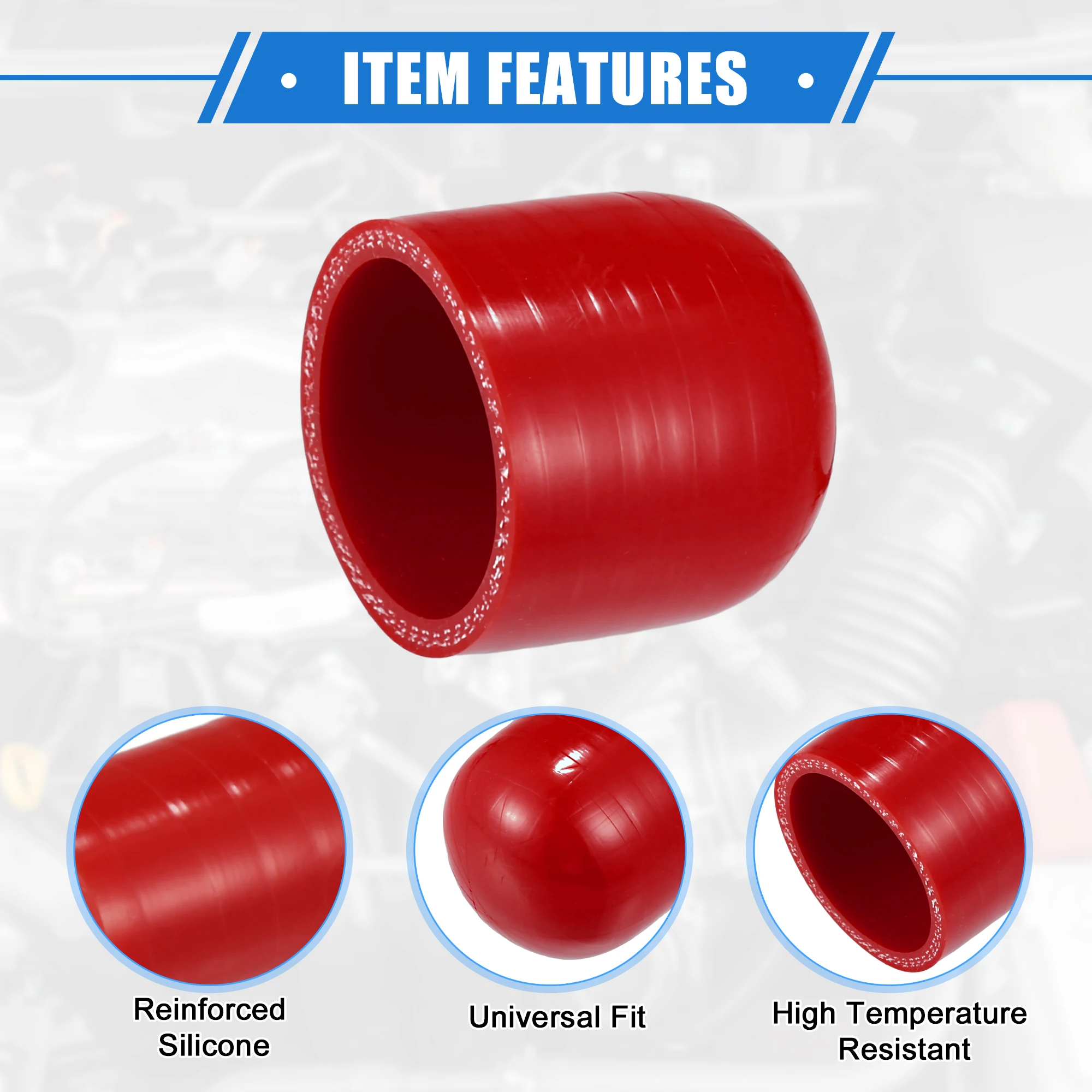 UXCELL ID 6mm-40mm OD 14mm-48mm Reinforced Silicone Coolant Cap  Turbo Bypass Valve Cap Vacuum Throttle Body Water Port Red