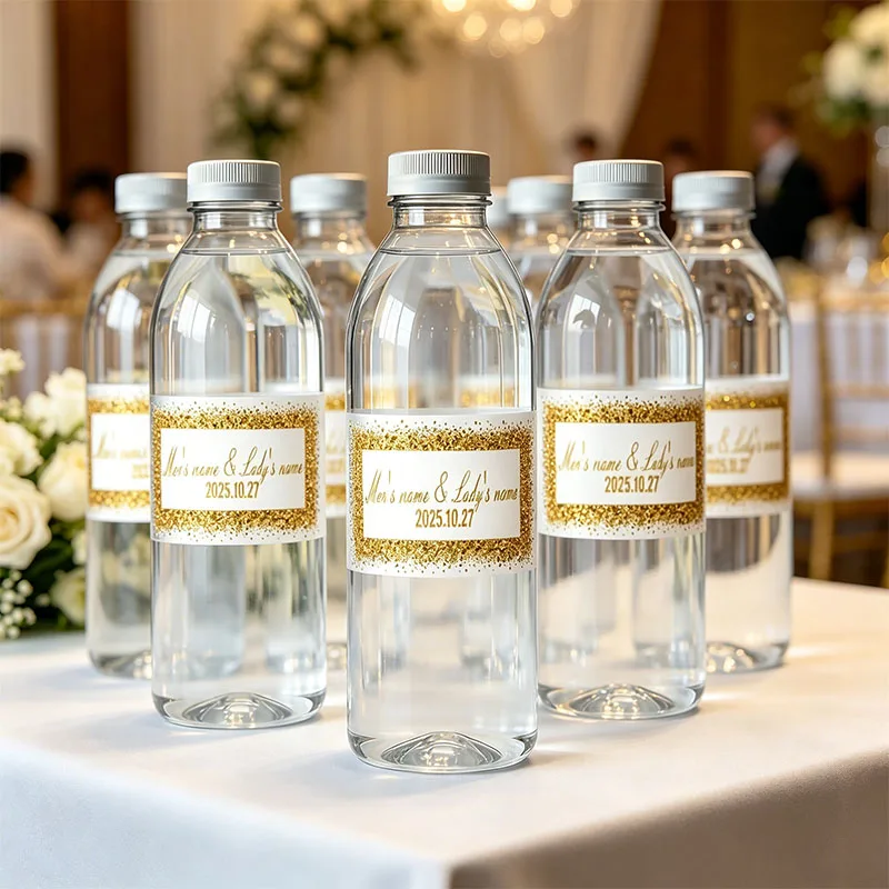 Image of 24 Stück Hochzeits-Wasserflaschenetiketten, Aufkleber für Geburtstag, Jahrestag, Party, Kommunion, Taufe, personalisierter Text, Name, Datum