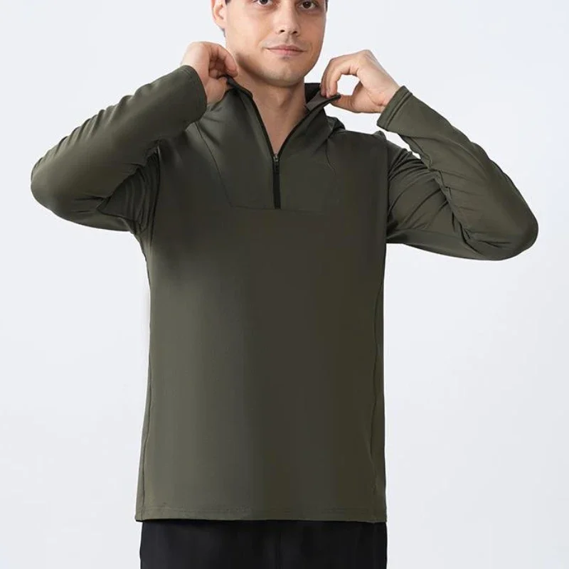 Tute da bodybuilding da uomo Jogging Felpa casual con mezza zip Camicia da corsa per atletica leggera T-shirt sportiva a maniche lunghe per fitness