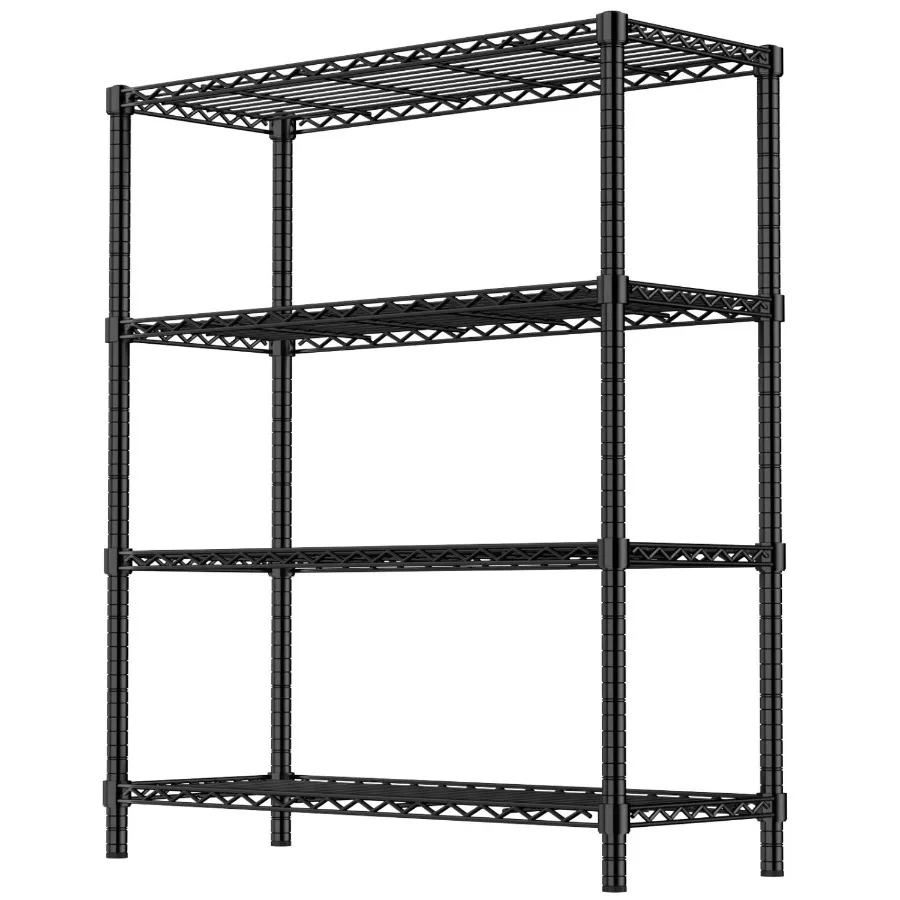 

36 4Tier Black Wire Shelf 350LBS Per Shelf Heavy Duty Steel Storage Rack 36W x 14D x 54H RustResistant for Kitchen Laundry Gara