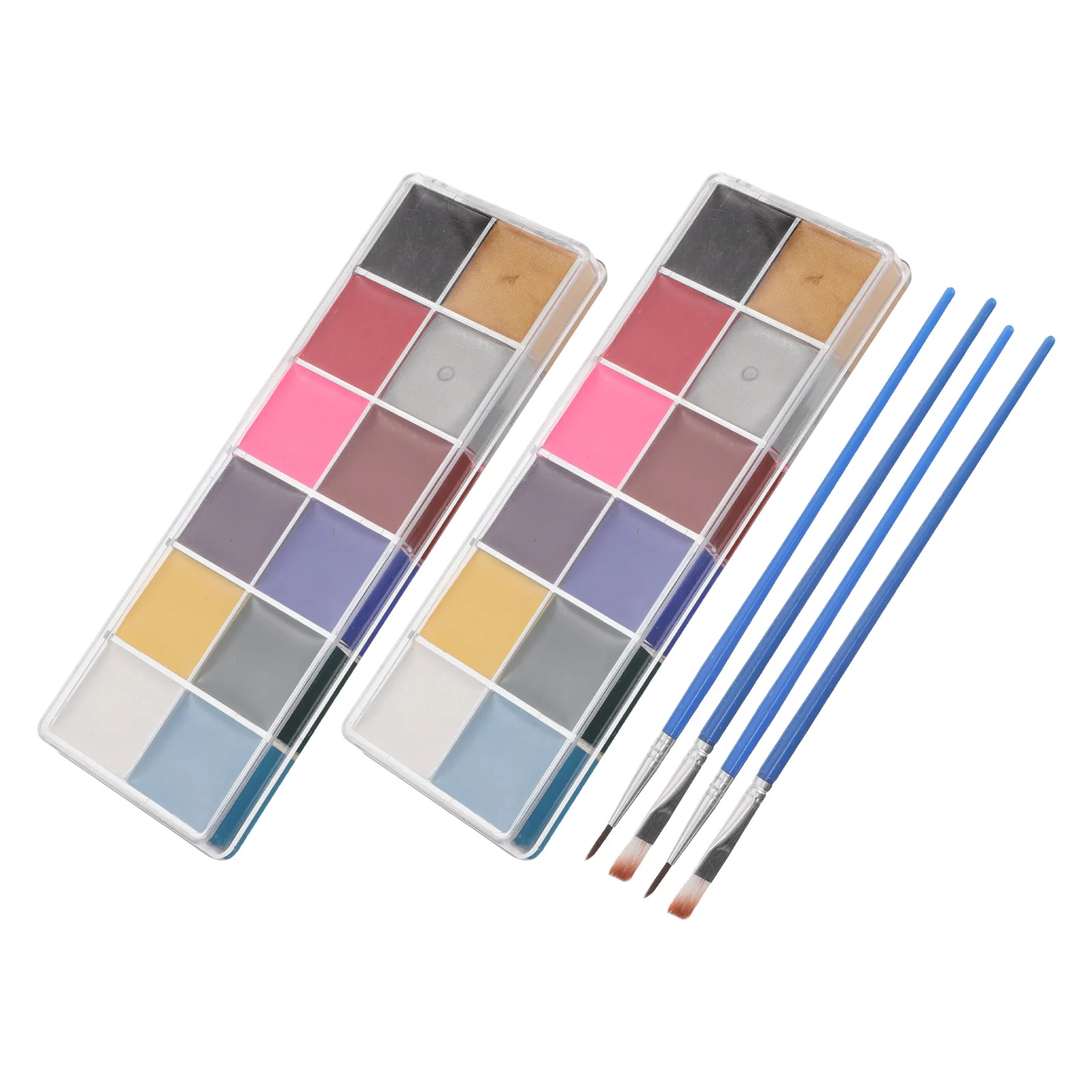 

2pcs 2 Boxes 12-Color Face Body Paint Kit Water-Based Skin-Friendly Water Soluble Makeup Palette For Adults Cosplay Theater