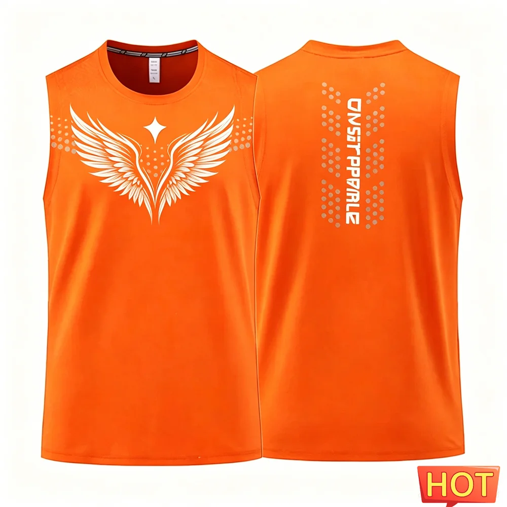 Summer Men's Fitness Sleeveless T-shirt Breathable gym men's t-shirts and tank tops Quick drying sport Wing pattern vest t-shirt