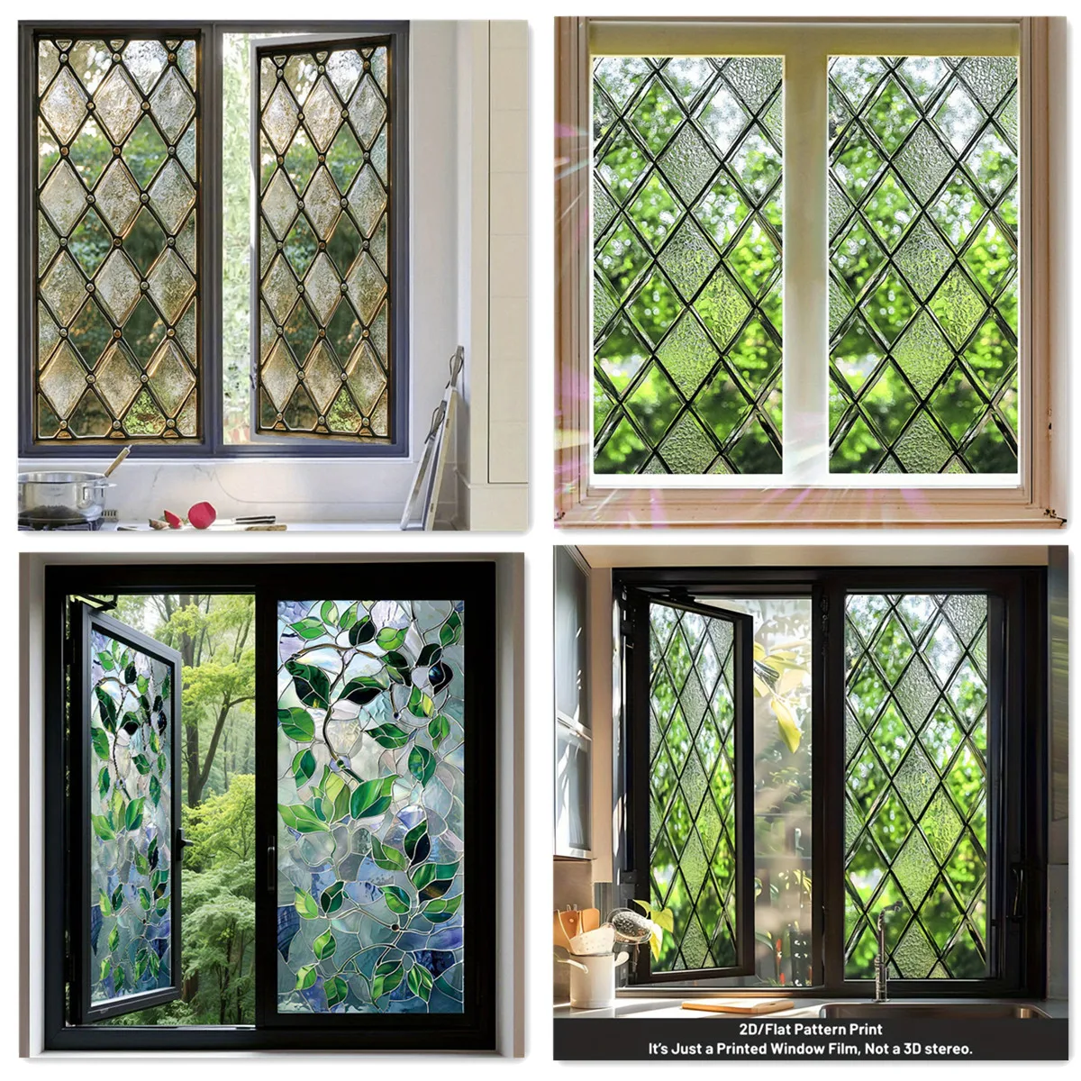 Static Cling Glass Window Film 45x100cm European Vintage Forest Pattern PVC Wall Sticker for Bathroom Kitchen Store Shop Display
