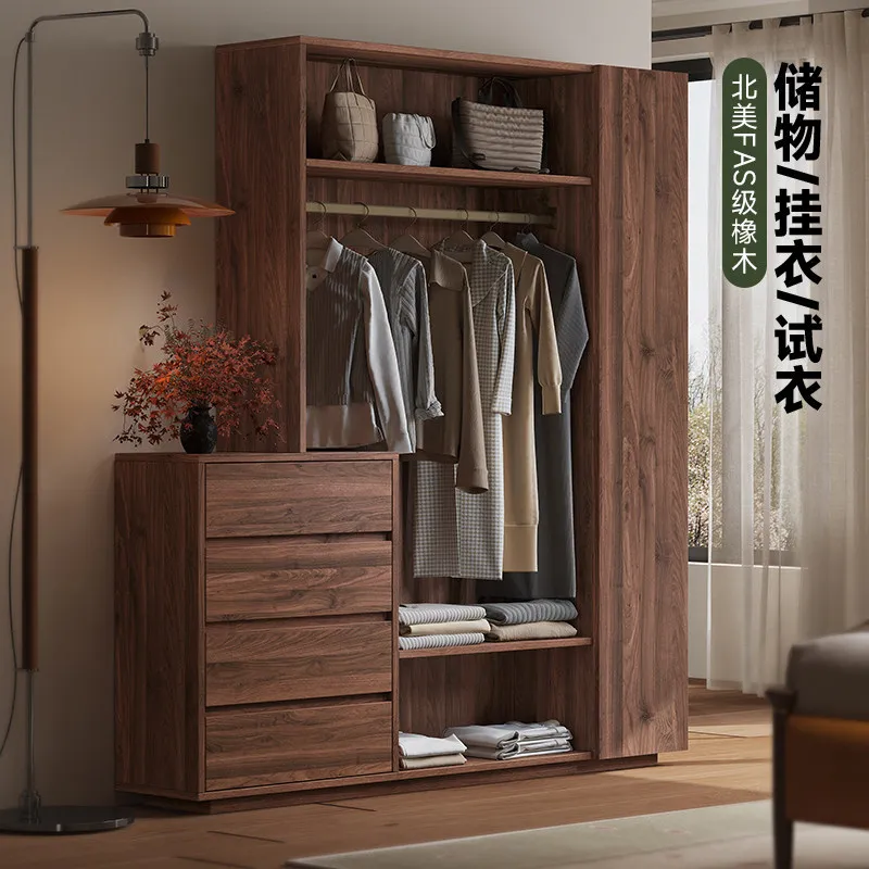 Medieval style bedroom chest, coat rack, integrated dust-proof glass door, multi-functional wall storage cabinet, floor-to