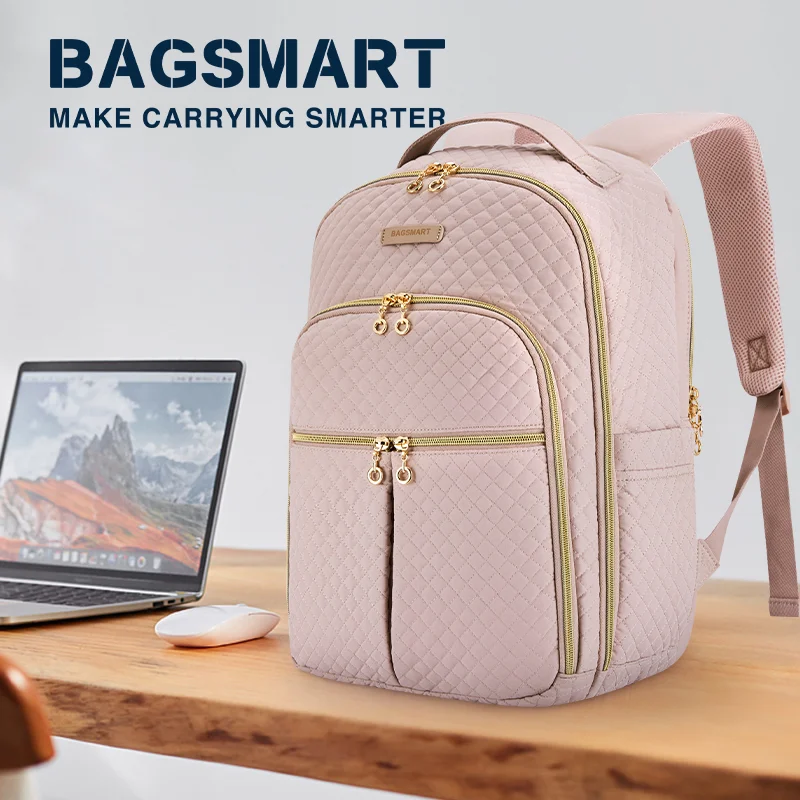 

BAGSMART 15.6" Laptop Backpack With USB Lightweight Travel College Bag For Women Multi-compartment Bussiness Computer Backpack