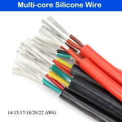 2 3 4 5 Core Flexible Silicone Rubber Cable14 15 17 18 20 22 AWG Insulated High Temperature Power Copper Cable Sheath Wire 10M