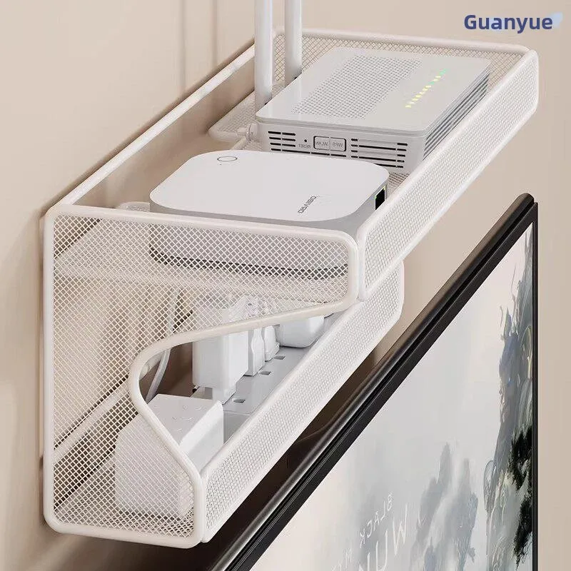 Wall-Mounted Iron Art Router Storage Rack No-Drilling TV Box Wifi Box Organizer Neat Cable Management Home Organizer
