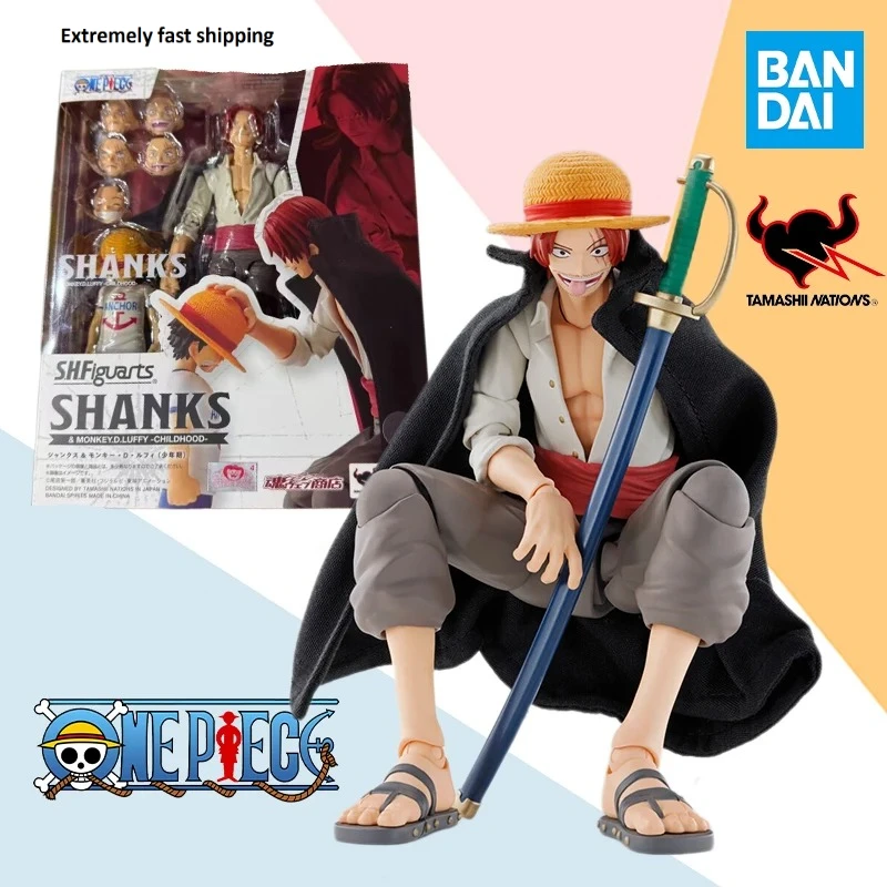 

In Stock Bandai One Piece SHANKS LUFFY CHILDHOOD SHF S.H.Figurats Anime full Action Figure Finished Model Kit Toy Gift for kids