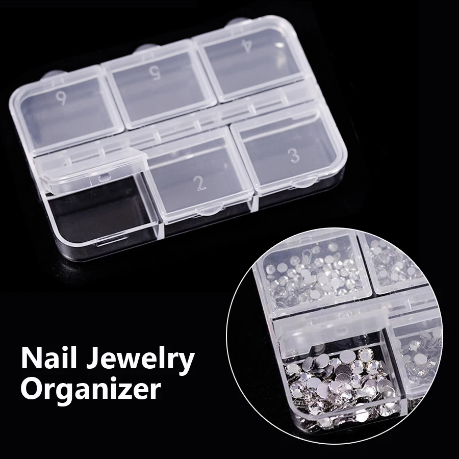 Clear Empty Storage Box for Gems, Rhinestones, Beads Display, Nail Art Decoration Case, Organizer, Jewelry Container