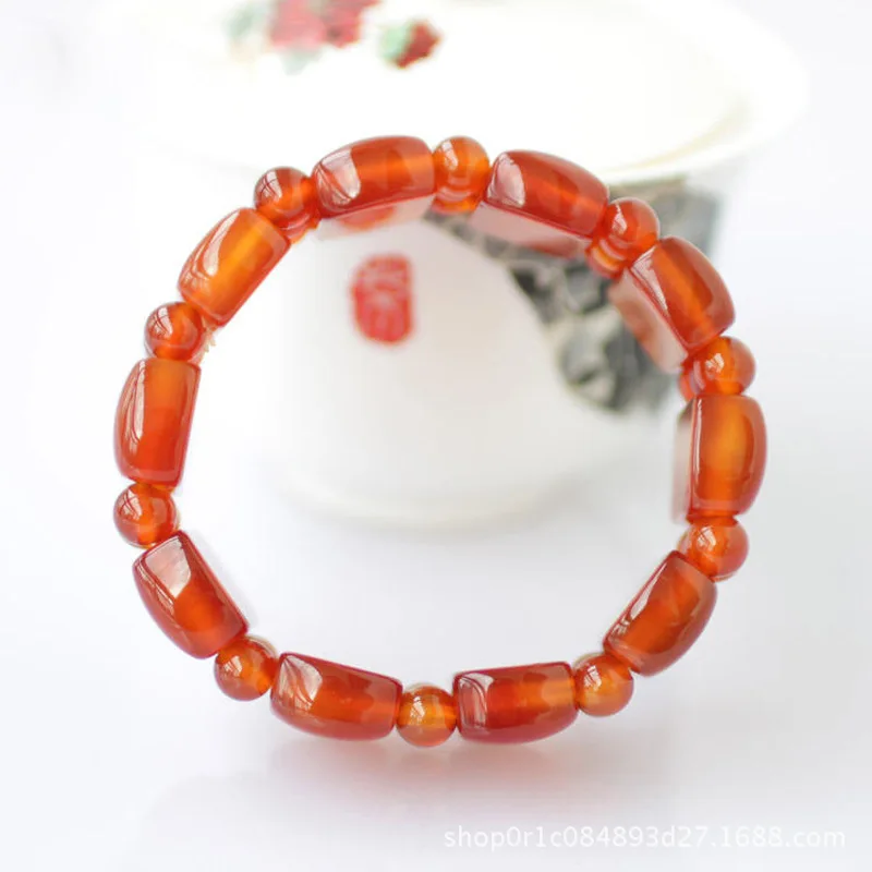 Brazil Bracelet Men's and Women's Three-Line Jade Manual Carnelian Red Agate