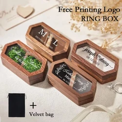 Personalized Wooden Ring Box with Acrylic Cover Custom Engraved Engagement Ring Holder Unique Wedding Ceremony and Proposal Gift