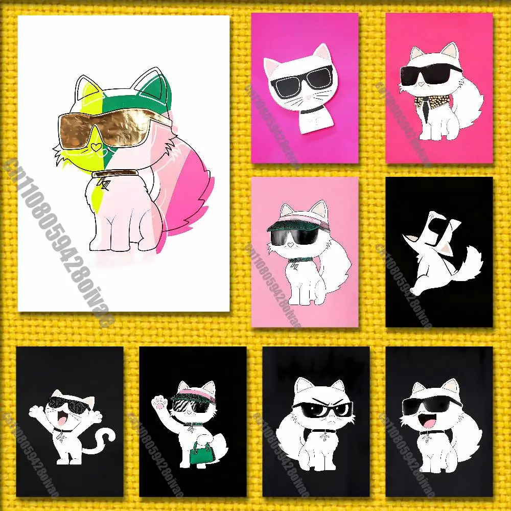 

Cartoon Cat Funny Fashion Poster Wall Murals For Home 21x30cm Self-adhesive Decorative Sticker Playbill Cover