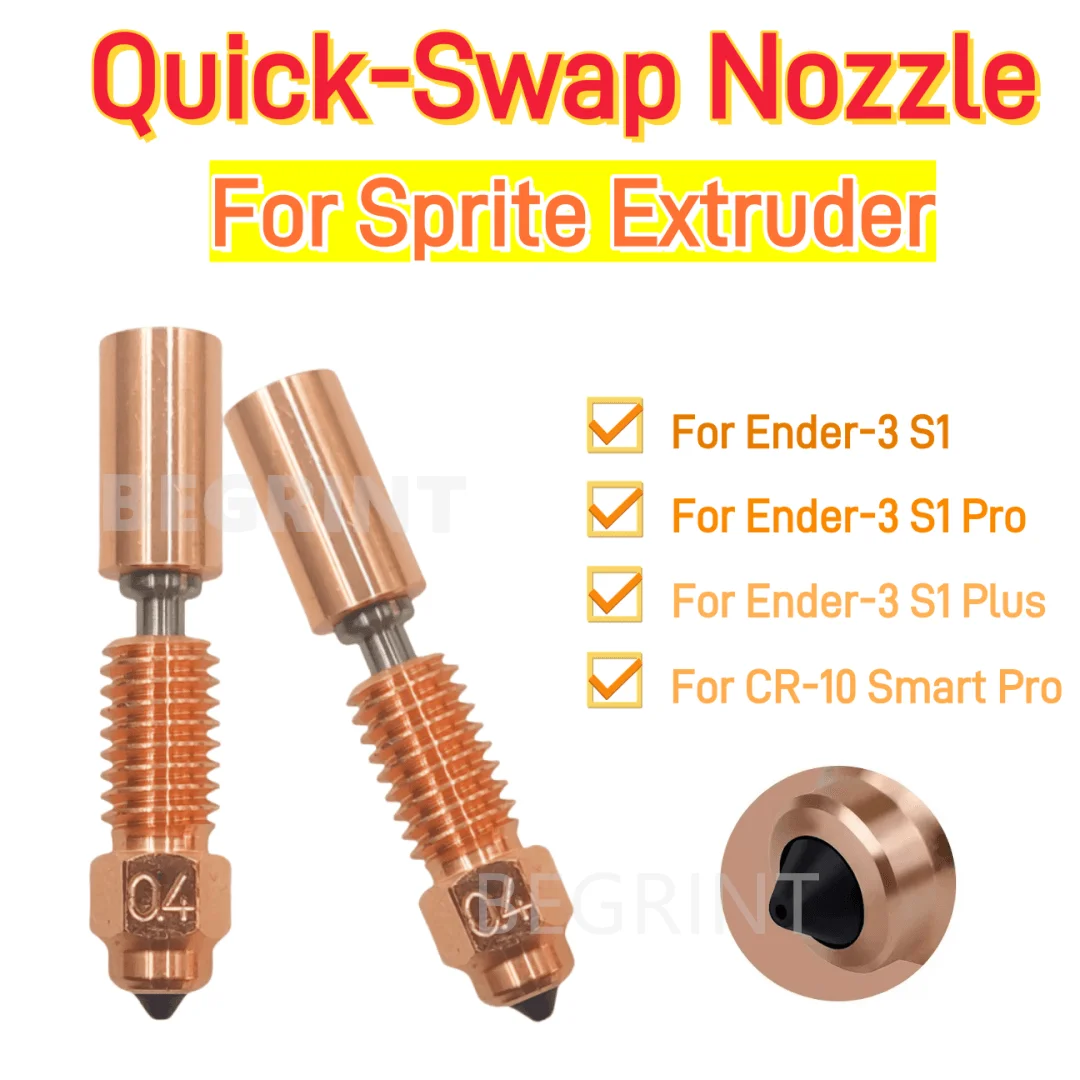 For Creality Sprite Extruder Pro kit Quick-Swap Nozzle Copper Titanium for  Ender-3 S1 Series CR-10 Smart Pro