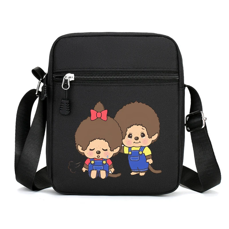 Monchhichi Shoulder Bag Cartoon Character Print Oxford Cloth Crossbody Bags Portable Fashion Large Capacity Organiser Kids Gifts