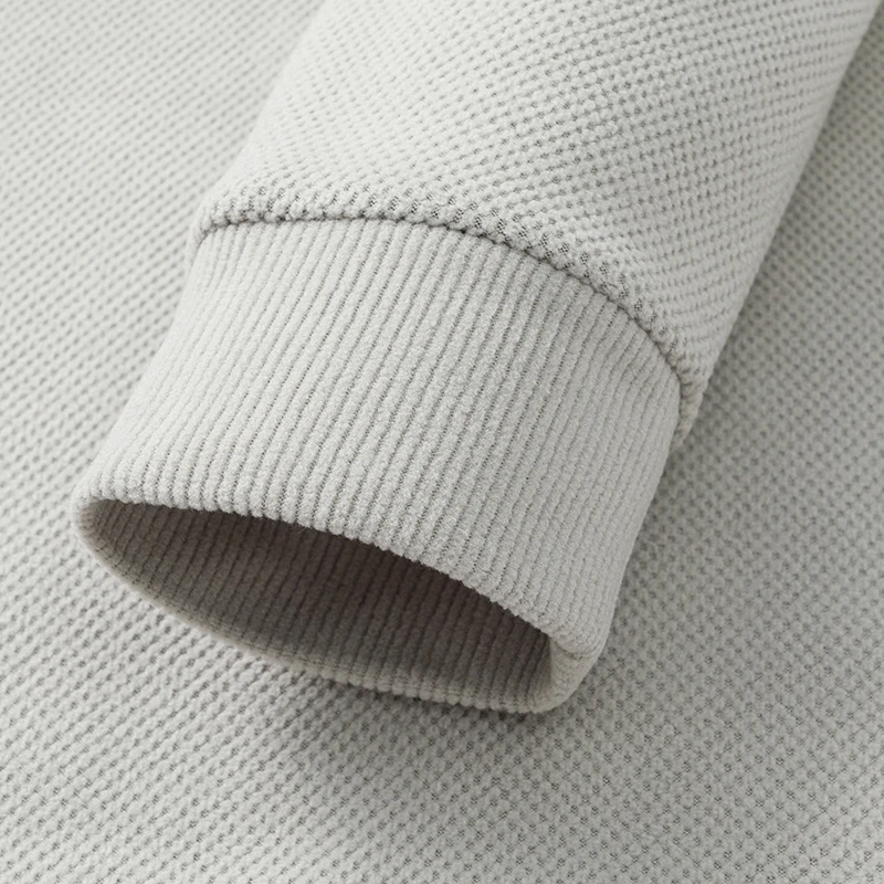 Herren-Pullover mit Rundhalsausschnitt, langen Ärmeln, Waffelstruktur, Fleece-Futter, warm, für den Winter, lässig, dick, für den täglichen Gebrauch, Oberteil – Detail 23