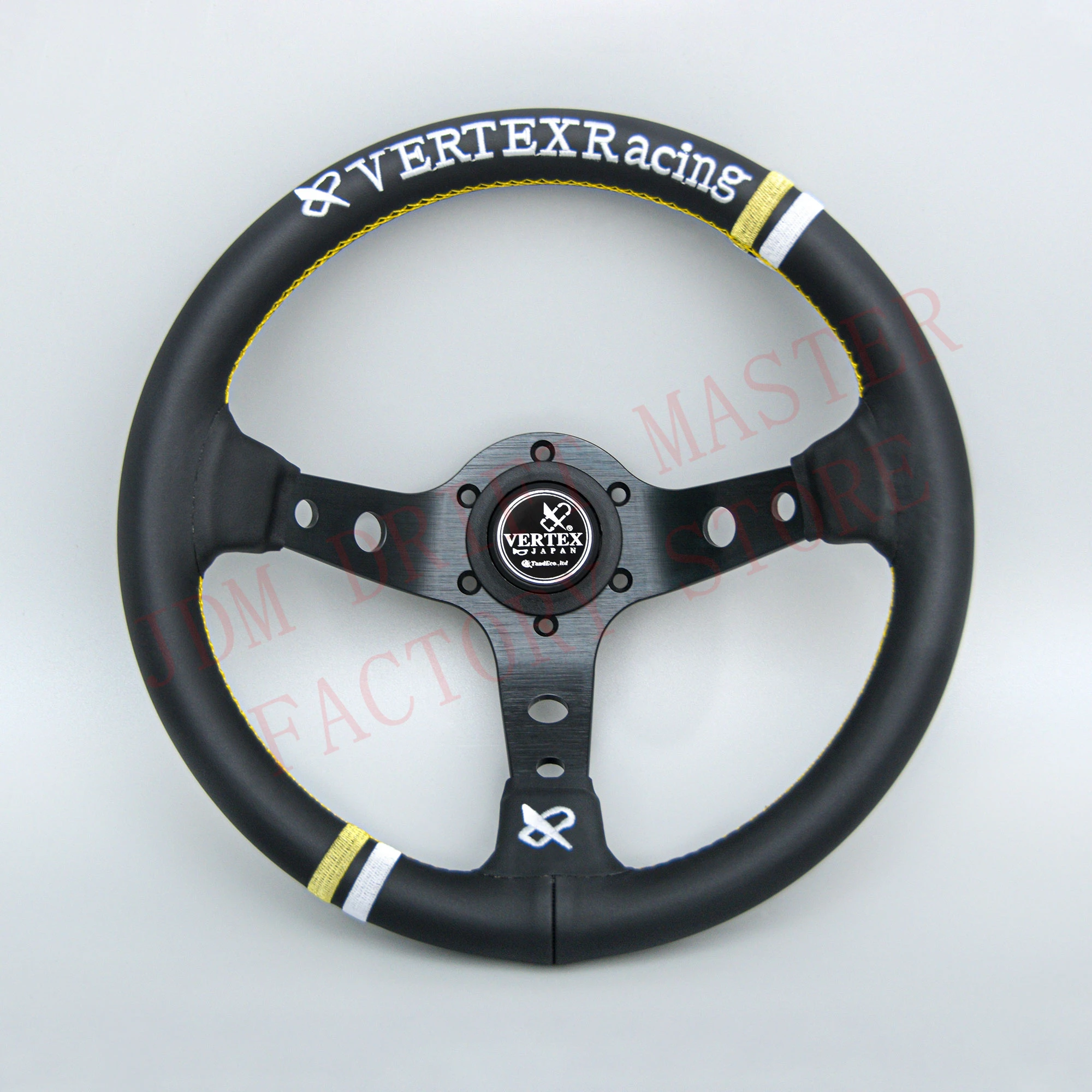 Universal Classic Vertex Genuine Leather Sport Steering Wheel Sim Racing Game 13inch Steering Wheel