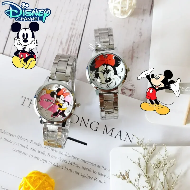Disney Mickey Mouse Cartoon Children's Watch Mickey Minnie Stainless Steel Watch Girls Boys Girls Quartz Clock