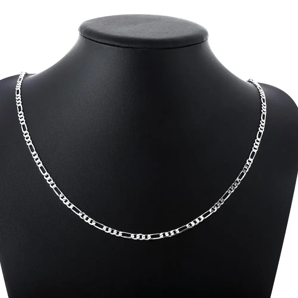 925 Sterling silver classic 4MM geometry chain Necklaces for woman men boy lady fashion fine party wedding party Jewelry gifts