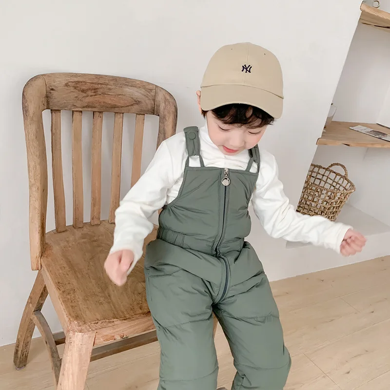 Children's Down Cotton Pants New Winter Thickened Children's Overalls Girls Onesie