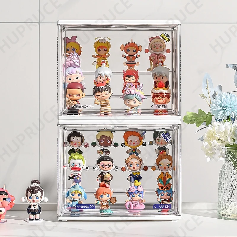 Transparent storage box organizer for fingures Blind Box Showcase Acrylic box Dolls 3 Tier Riser Stand case