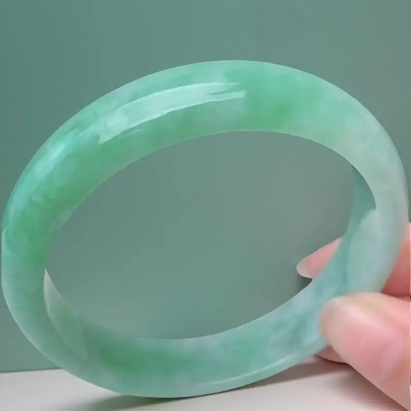 Ice Jadeite Bangle, Light , Full Green, Perfect Circle, Jade