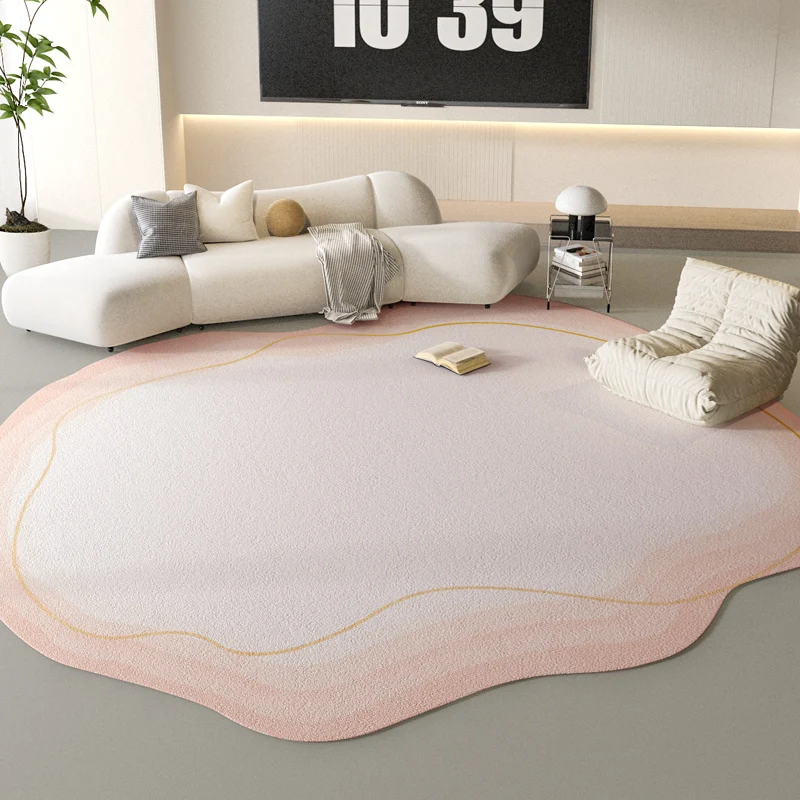 Imagem -04 - Tapete Rosa de Forma Irregular Decoração da Sala Quarto Fofo Soft Plush Bedside Mat Tapete de Vestiário de Luxo Estilo Ins