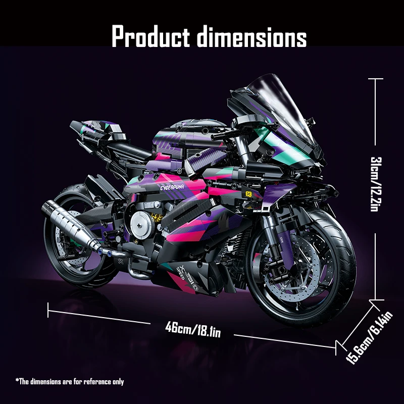 1:5 Schaal Cyberpunk Mechanische Motorfiets Bouwstenen Model Kit DIY Constructie Speelgoed voor Volwassenen Kinderen Educatieve Moto Bricks