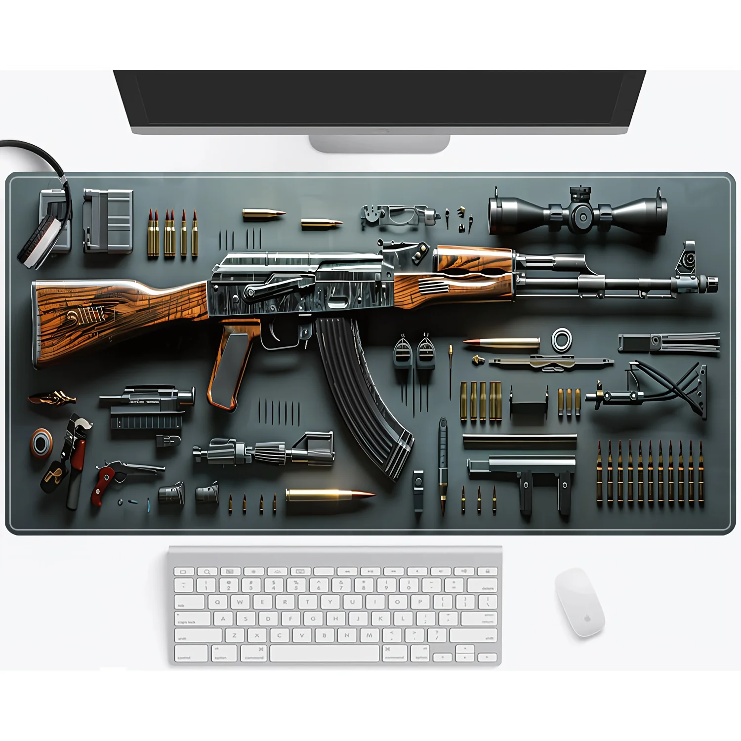 

Large Firearm Design Mouse Pad Gaming Table Mat Lock Edge Non-slip Rubber Base Table Pad Mini PC Mousepad Phone Keyboard Pad