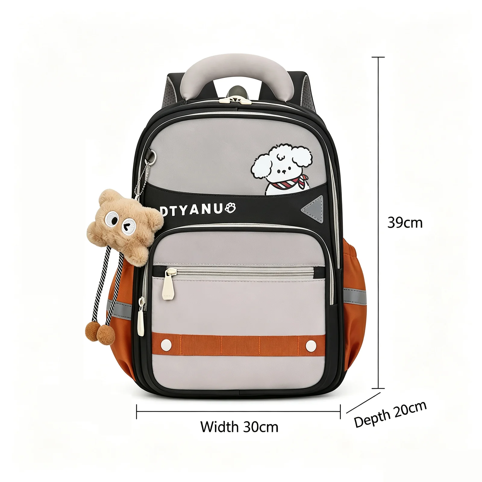 Cute Print Schoolbag for Boys Girls Waterproof Wear-resistant Spine Support Large Capacity Children Backpack with Plush Pendant
