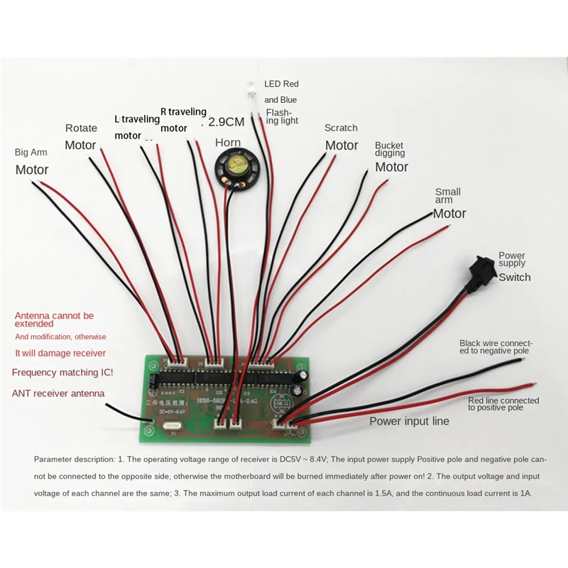 리시버 보드 포함 DIY 리모컨 장난감, 로봇 보트 탱크 자동차, 4-6V 액세서리, 2.4G, 8CH