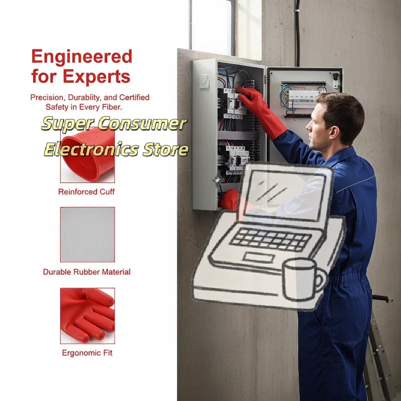 High Voltage Insulated Rubber Gloves 10/12KV Anti-Electricity Safety Protection Gloves for Home Electrical Maintenance