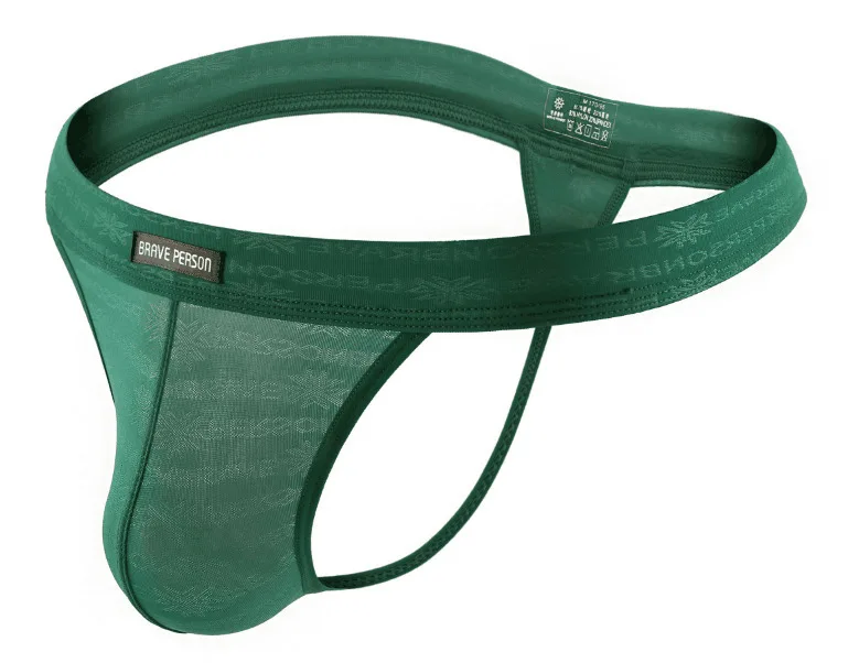 Men's Sexy T Back Thong Gays Erotic Low-rise U Convex Pouch Underwear Jacquard Mesh Open Buttocks Underpants Sissy Porn G-string