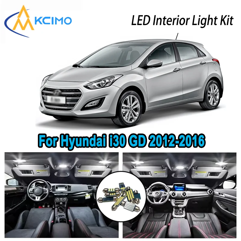 

For Hyundai i30 GD 2012-2016 2013 2014 2015 Premium Bright LED Interior Dome Map Trunk Light Kit Car Led Lamps Canbus No Error