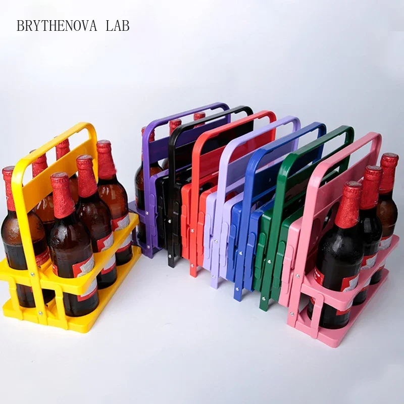 1Pc Basket Cup Organizer Beer Rack New Bar Beverage Display 4/6 Hole Beer Bottle Carrier Foldable Reusable Drink Holder Reusable