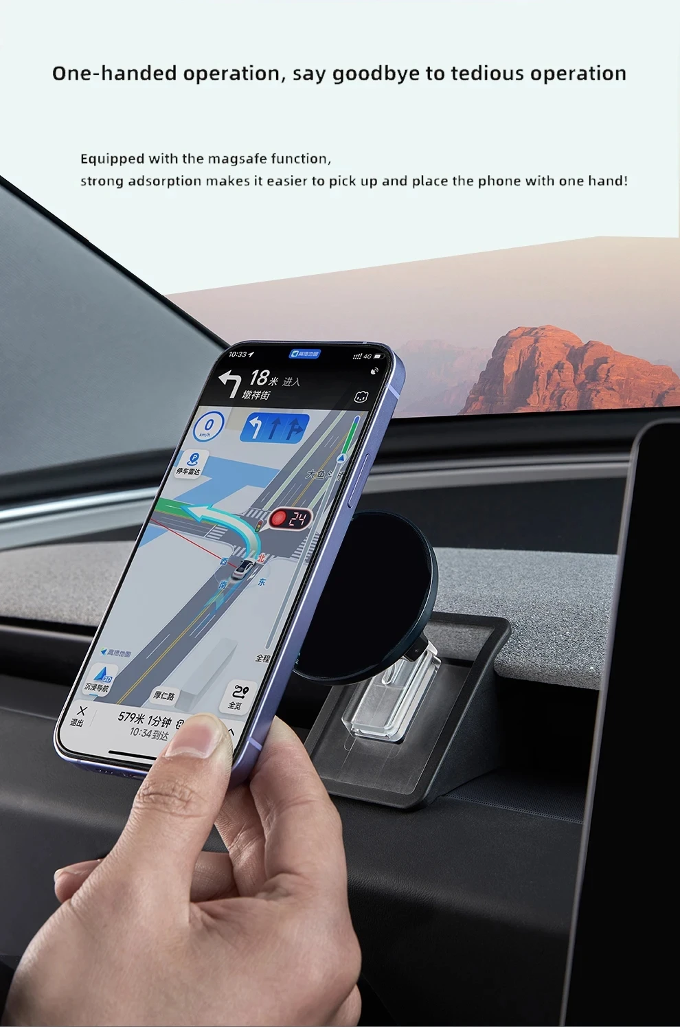 Newest Wireless Charging Car Holder for 2024 Tesla Model 3 Highland Magnetic Mobile Holder Model3HL Base Rotational Phone Holder