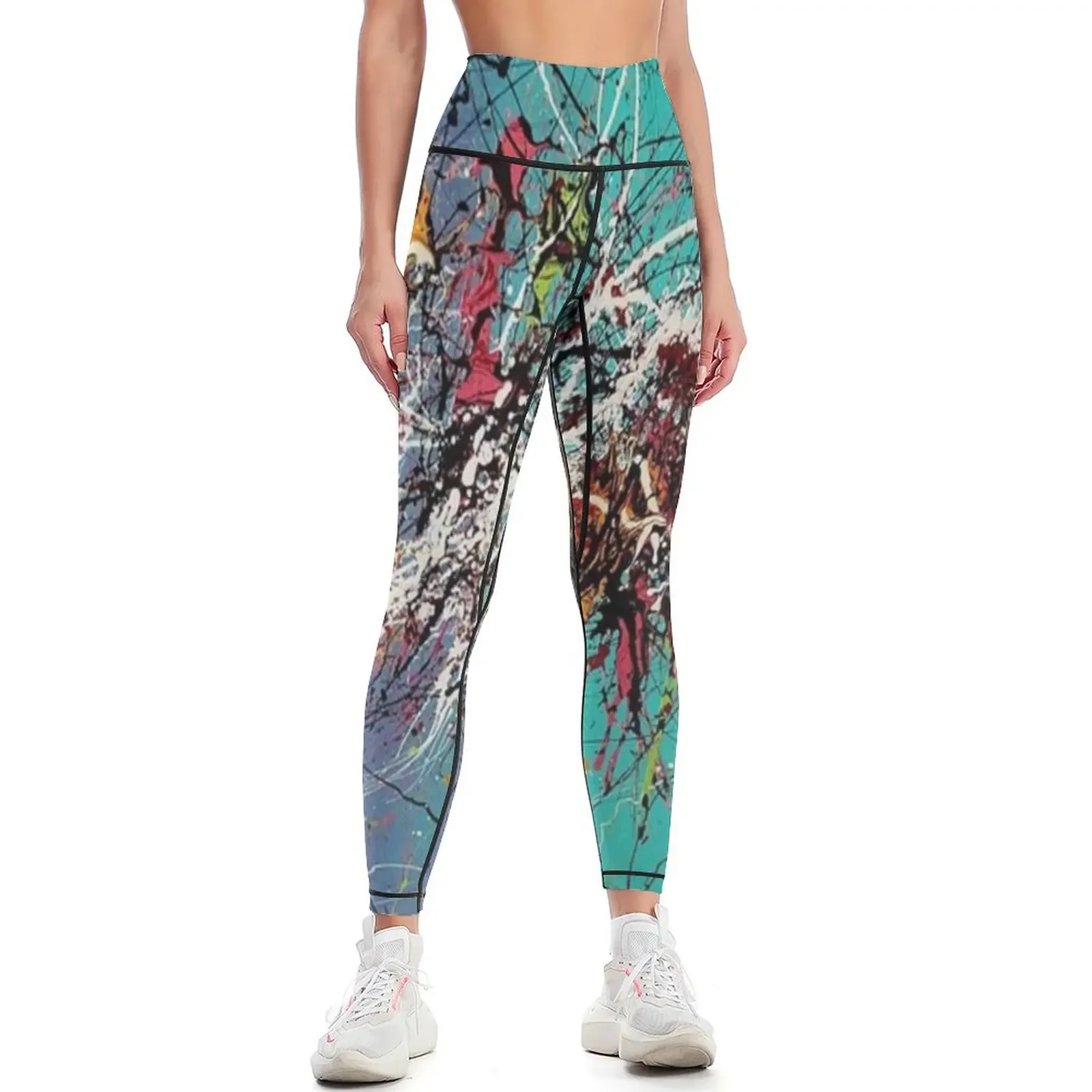 

Jackson Pollock style canvas art, Extra Large original abstract wall art, Leggings jogging pants sports for gym Womens Leggings