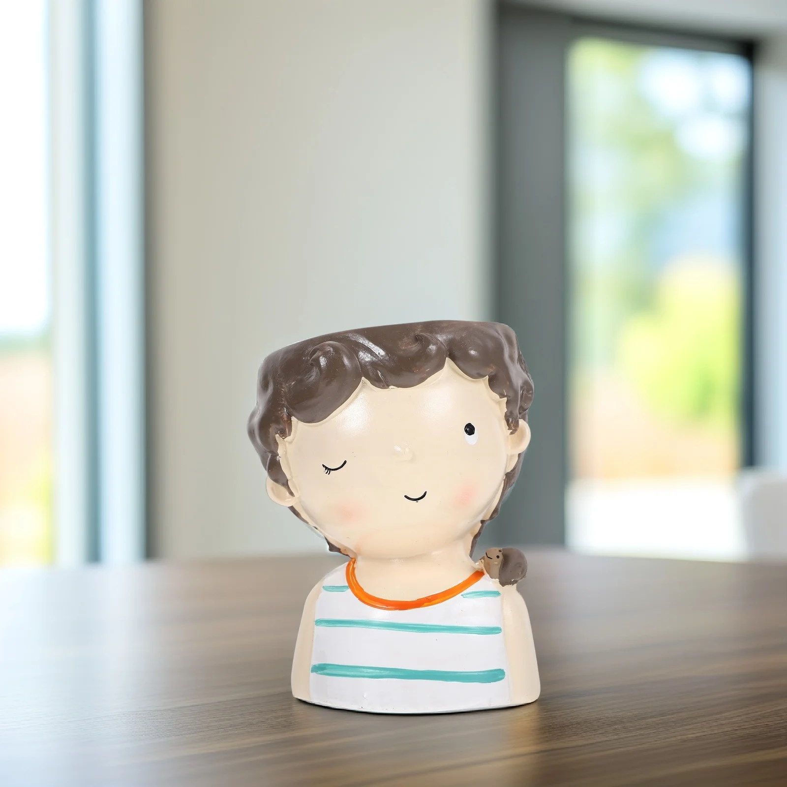 

Cartoon Resin Boy Succulent Planter Pot with Drainage Hole for Small Plants Home Decoration Boy Flower Pot