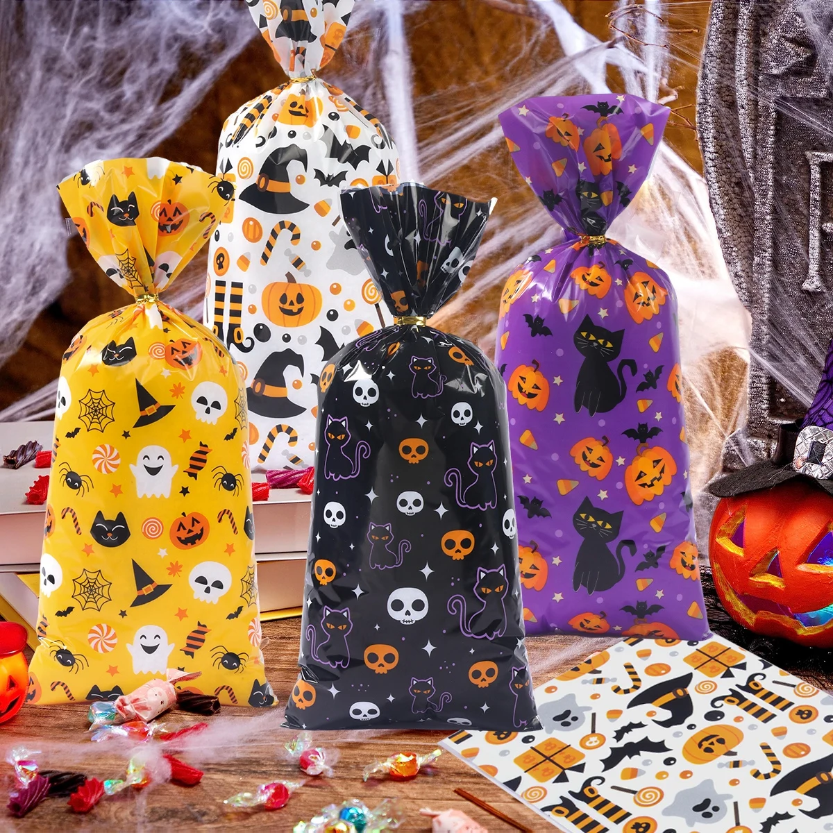 Halloween Ghost Pumpkin Gift Bags Happy Halloween Party Decorations For Home 2024 Trick Or Treat Kids Favors Candy Cookie Bags