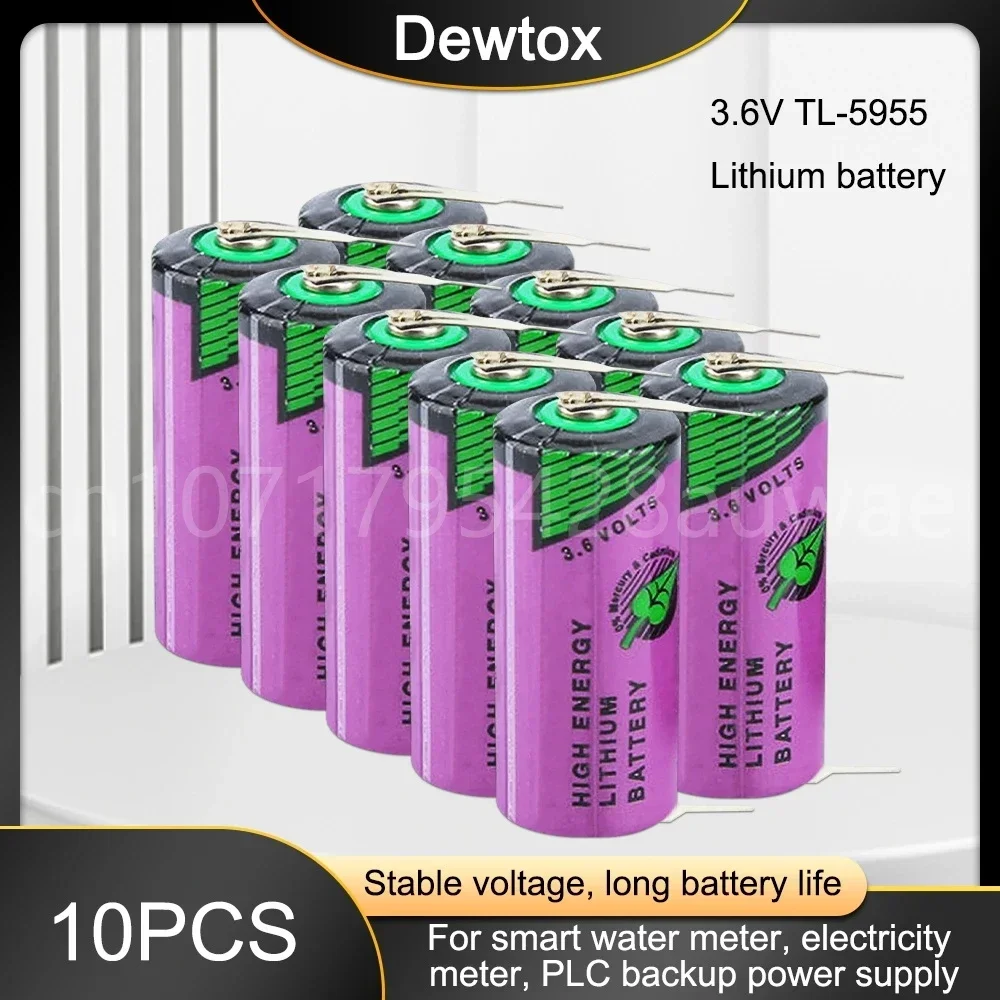 10PCS TL-5955 14335 1650mAh 2/3AA 3.6V Lithium Battery with Leg Smoke Alarm Hydrogen Sulfide Detector Battery Replace ER14335