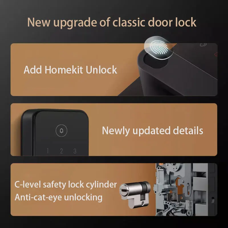 Imagem -04 - Xiaomi Inteligente Fechadura da Porta 1s Reconhecimento de Impressão Digital Campainha Eletrônica Bluetooth Passward Nfc Homekit Desbloquear o Trabalho com mi Casa