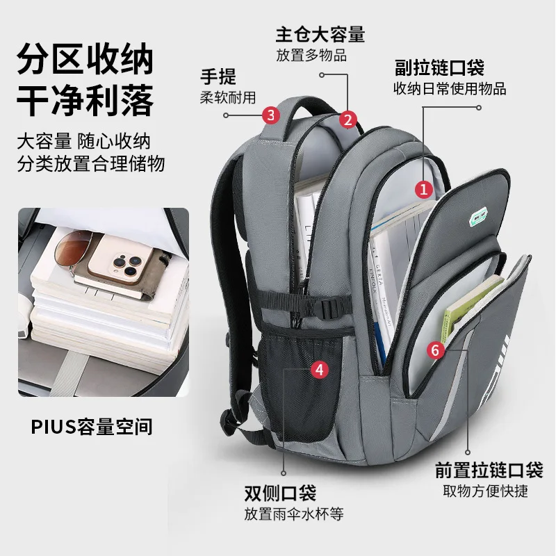 Korean Style Backpack for Junior Senior High School Boys,Casual Travel Laptop Bag for Students,Schoolbag with Ergonomic Design