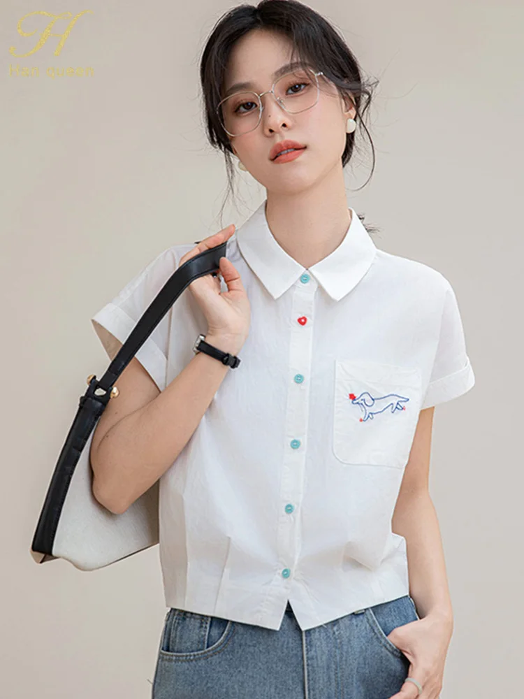 

H Han Queen Summer Clothes Tops Short Sleeve Simple Office Chiffon Shirt Casual Loose Blouses Women Korean Reviews Many Clothes