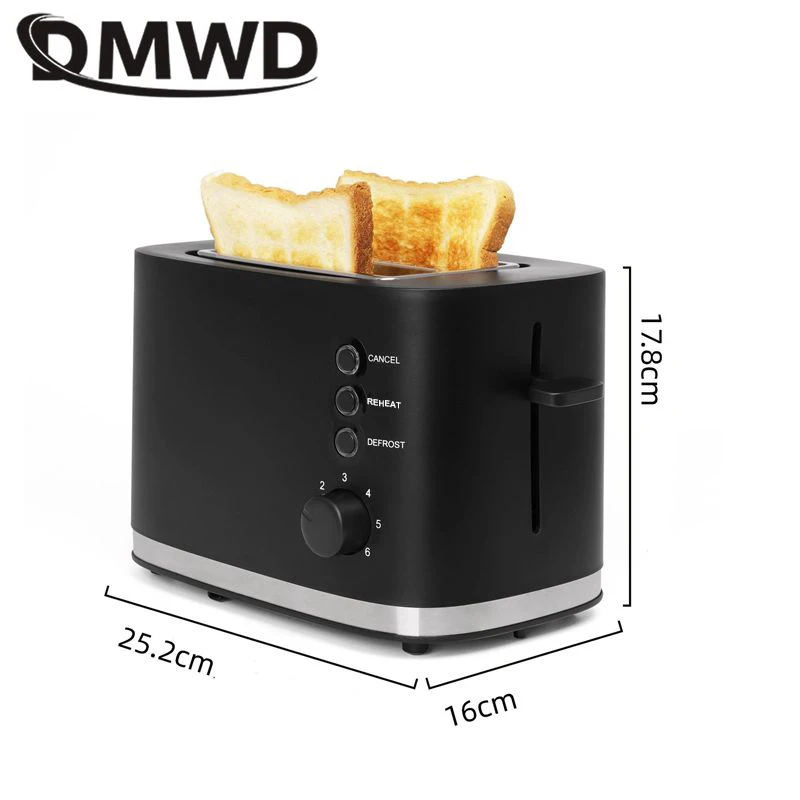 110V 220V Electric Toaster Automatic Bread Baking Machine Stainless steel Household Breakfast Toast Oven Sandwich Grill 2 Slice